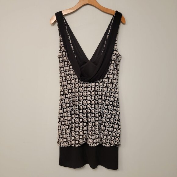 AB Studio‎ Dress Black White Drape Back Sleeveless Womens Large EUC - Picture 3 of 7
